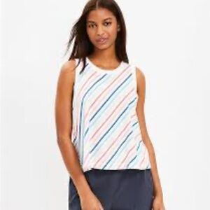 Lou & Grey Stripe Relaxed Softslub Jersey Tank Top - Large